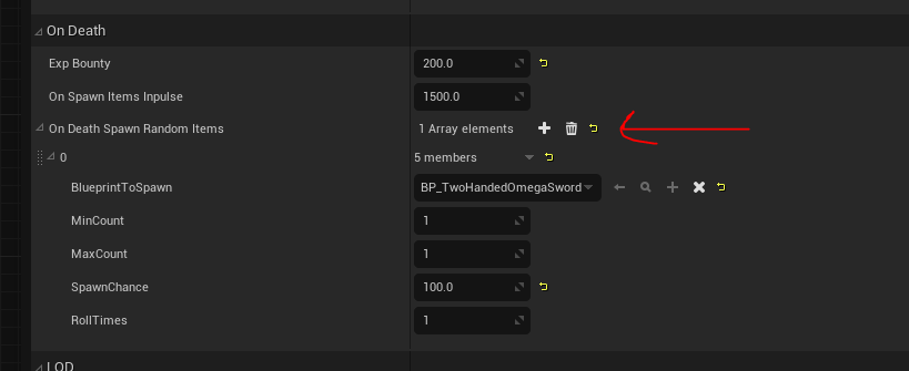 AI on-death settings and items to spawn