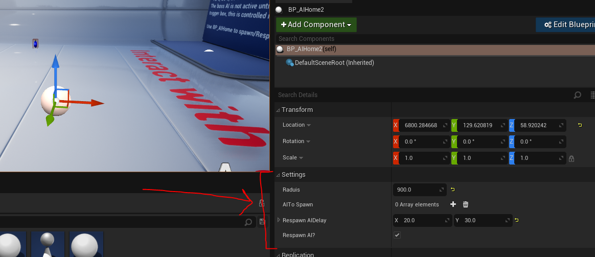 BP_AIHome settings for spawning and respawning AI