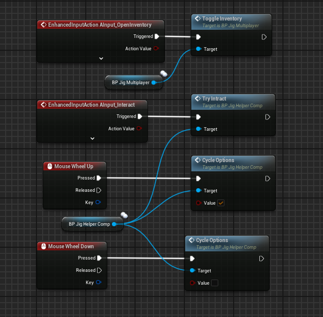 Inventory toggle, interaction and mouse wheel input Blueprint