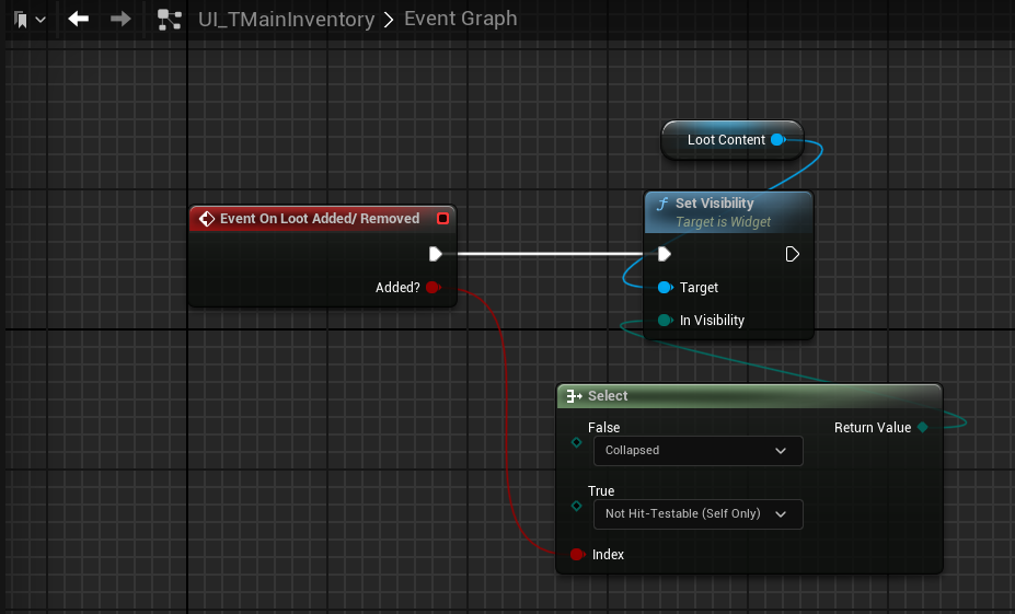 Blueprint event showing or collapsing the loot content widget