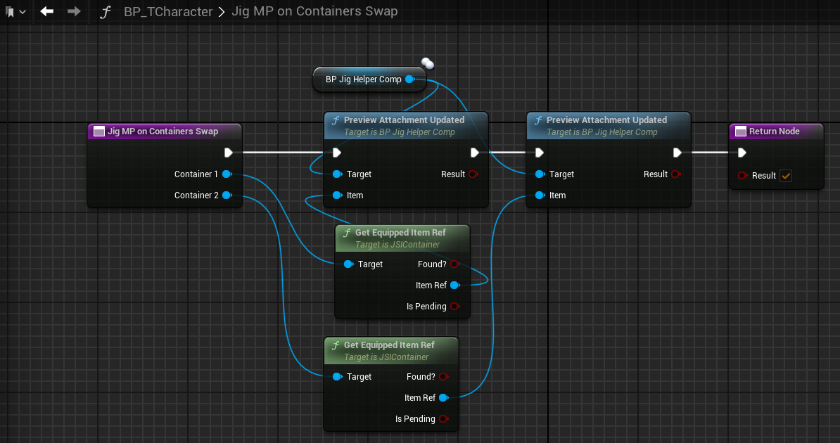 Blueprint updating the character preview after containers swap