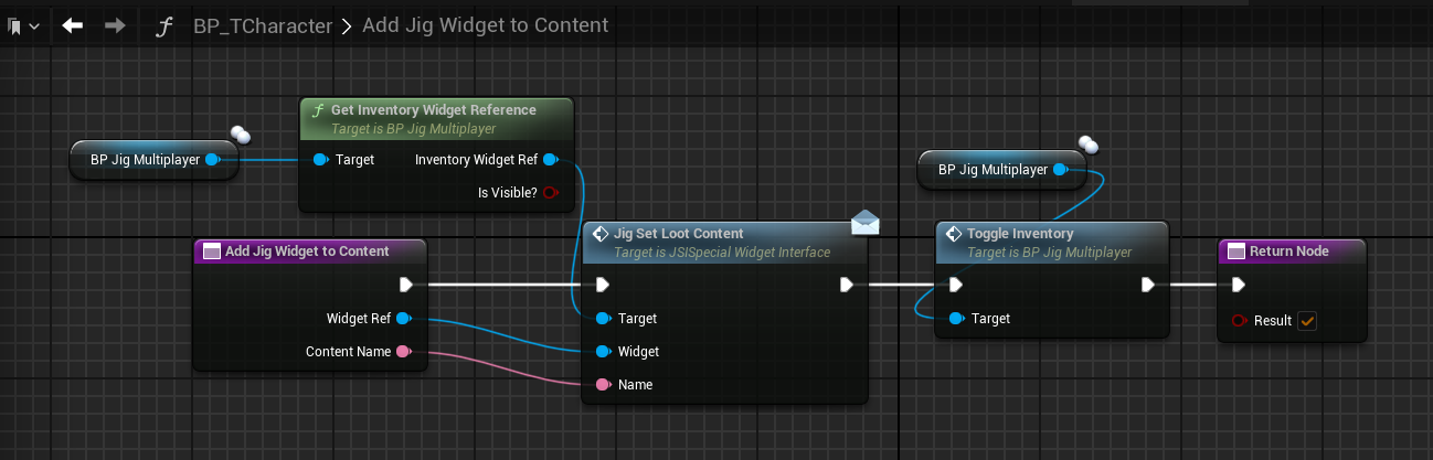 Blueprint function displaying loot content and the inventory